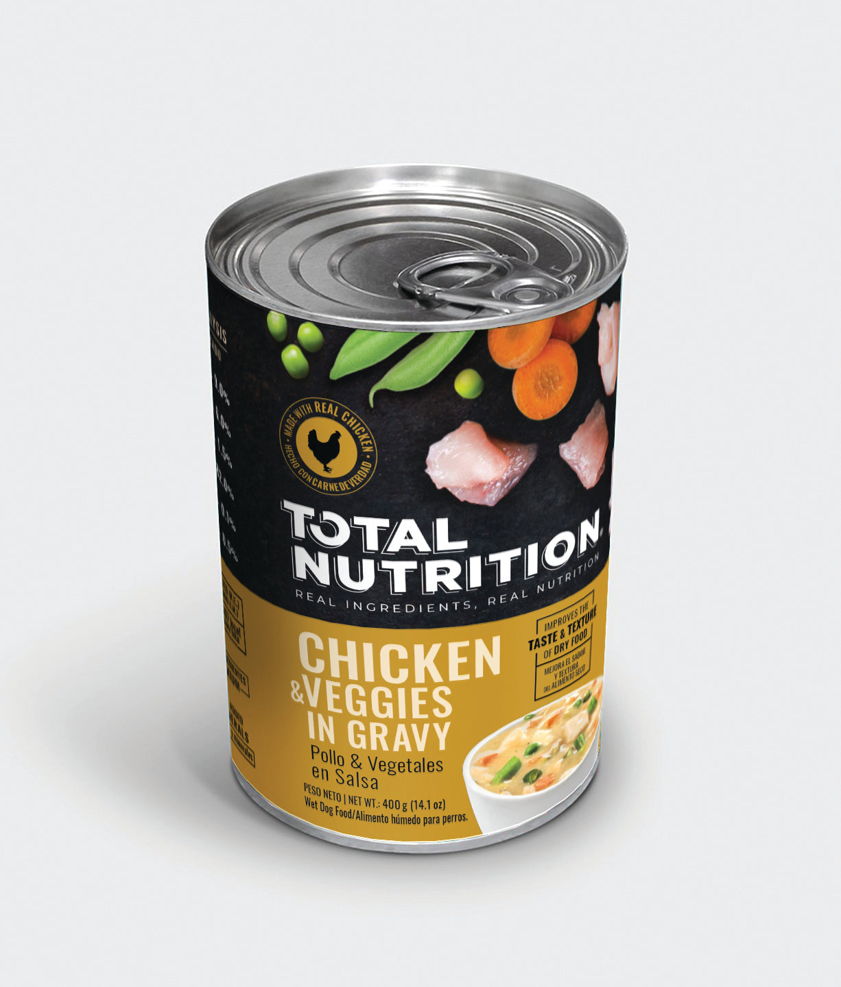 Lata Total Nutrition pollo y vegetales en salsa 400grs